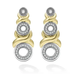 Sale 18K Gold Xo Diamond Drop Earrings Two-Tone