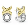 Sale 18K Gold Xo Diamond Earrings Two-Tone