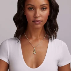 Cheap 18K Gold Xo Diamond Necklace Two-Tone