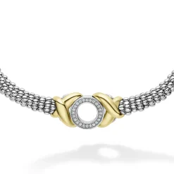 Sale 18K Gold Xo Diamond Necklace Two-Tone
