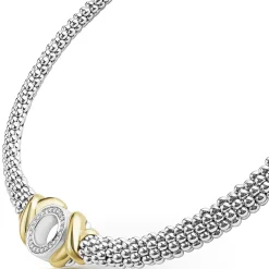Sale 18K Gold Xo Diamond Necklace Two-Tone