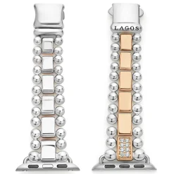 Store 18K Rose Gold And Sterling Silver Single Diamond Watch Bracelet-38-45Mm Diamonds