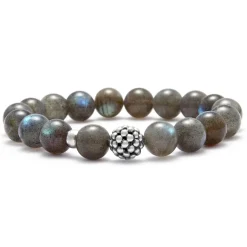 Shop Labradorite Silver Station Bead Bracelet Silver