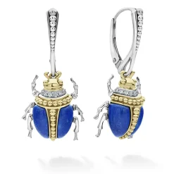 Sale Lapis Beetle Diamond Drop Earrings Diamonds