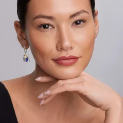 Cheap Lapis Beetle Diamond Drop Earrings Gemstones