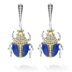 Cheap Lapis Beetle Diamond Drop Earrings Gemstones
