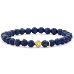 Fashion Lapis Gold Station Bead Bracelet Gold