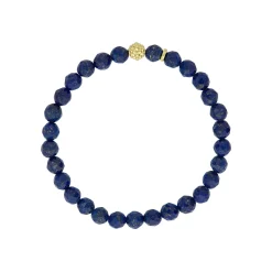 Fashion Lapis Gold Station Bead Bracelet Gold