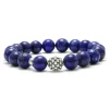 Best Sale Lapis Silver Station Bead Bracelet Gemstones
