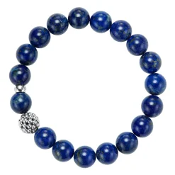 Best Sale Lapis Silver Station Bead Bracelet Gemstones