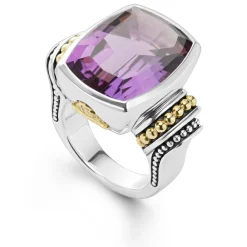 Cheap Large Amethyst Statement Ring Two-Tone