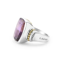 Cheap Large Amethyst Statement Ring Two-Tone