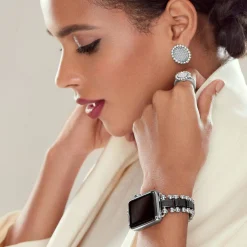 Clearance Large Caviar Circle Diamond Earrings Silver