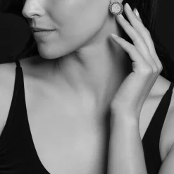 Best Large Caviar Circle Diamond Earrings Diamonds