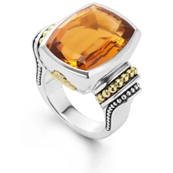 Fashion Large Citrine Statement Ring Two-Tone