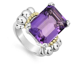 Flash Sale Large Emerald-Cut Amethyst Ring Two-Tone