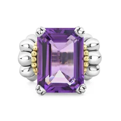 Clearance Large Emerald-Cut Amethyst Ring Gemstones