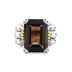 Fashion Large Emerald-Cut Smokey Quartz Ring Gemstones