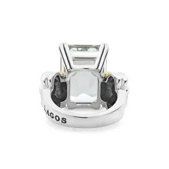 Best Sale Large Emerald-Cut White Topaz Ring Two-Tone