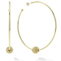 Shop Large 18K Gold Caviar Ball Hoop Earrings Gold