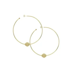 Shop Large 18K Gold Caviar Ball Hoop Earrings Gold