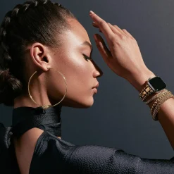 Shop Large 18K Gold Caviar Ball Hoop Earrings Gold