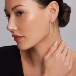 Discount Large 18K Gold Caviar Hoop Earrings Gold