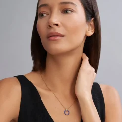 Clearance Large 18K Gold Ceramic Circle Pendant Necklace Gold