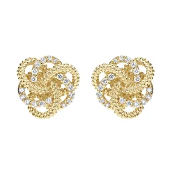 Best Sale Large 18K Gold Love Knot Diamond Earrings Stud Earrings