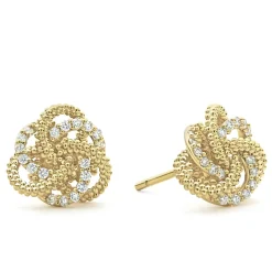 Discount Large 18K Gold Love Knot Diamond Earrings Gold