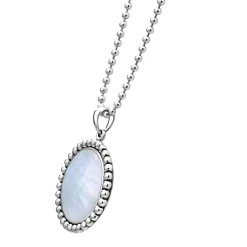 Cheap Large Mother Of Pearl Circle Pendant Necklace Silver