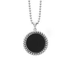 Fashion Large Onyx Circle Pendant Necklace Caviar Necklaces