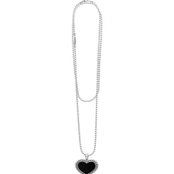 Cheap Large Onyx Heart Pendant Necklace Silver
