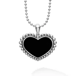 Flash Sale Large Onyx Heart Pendant Necklace Long Necklaces