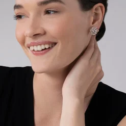 Clearance Large Silver Love Knot Stud Earrings Silver