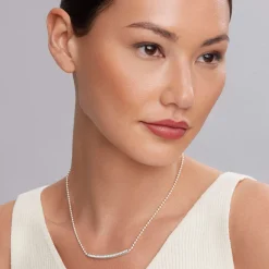 Store Large Station Diamond Beaded Necklace Silver