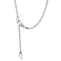 Store Large Station Diamond Beaded Necklace Silver