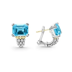 Cheap Large Swiss Blue Topaz Huggie Earrings Gemstones