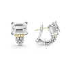 Online Large White Topaz Huggie Earrings Two-Tone