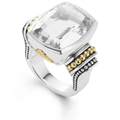 Best Sale Large White Topaz Statment Ring Two-Tone