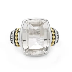 Best Sale Large White Topaz Statment Ring Two-Tone