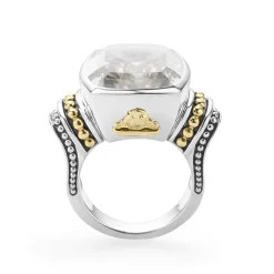 Best Sale Large White Topaz Statment Ring Two-Tone
