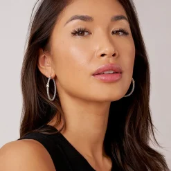 Sale Large X Diamond Caviar Hoop Earrings Diamonds