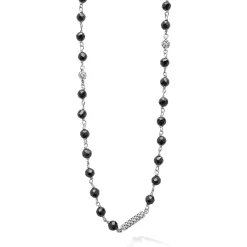 Outlet Long Black Ceramic Beaded Necklace Gemstones