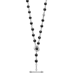 Outlet Long Black Ceramic Beaded Necklace Gemstones