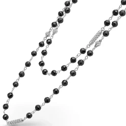 Sale Long Black Ceramic Beaded Necklace Chains