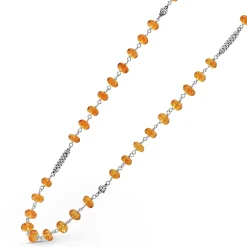 Best Sale Long Citrine Beaded Necklace Silver