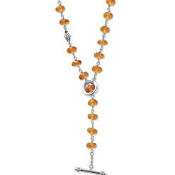 Best Sale Long Citrine Beaded Necklace Silver