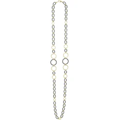 Sale Long 18K Gold And Black Ceramic Link Necklace Gold