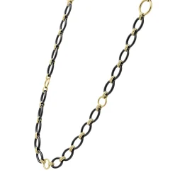 Sale Long 18K Gold And Black Ceramic Link Necklace Gold